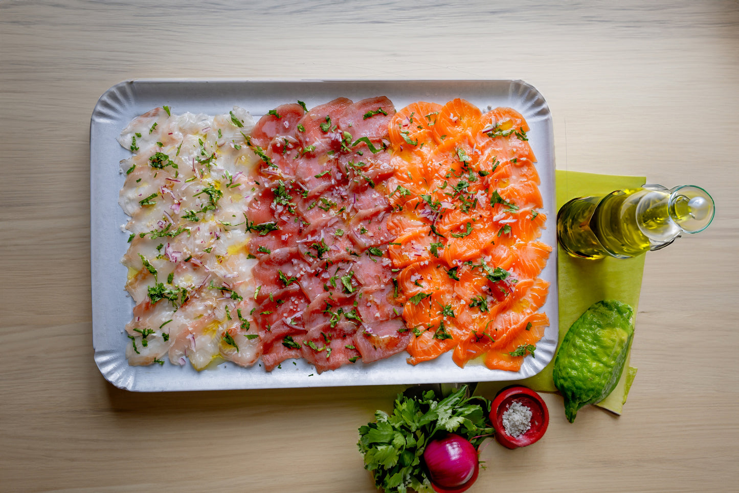 Carpaccio de Saumon, Thon et Dorade